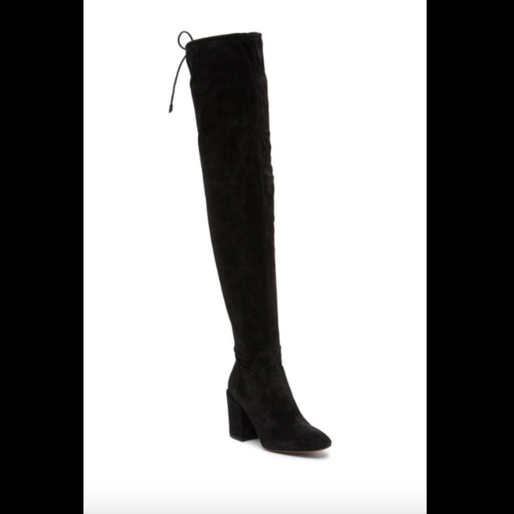 NEW $595 AQUATALIA FLORENCIA SUEDE OVER THE KNEE OTK BOOT 7.5 BLACK